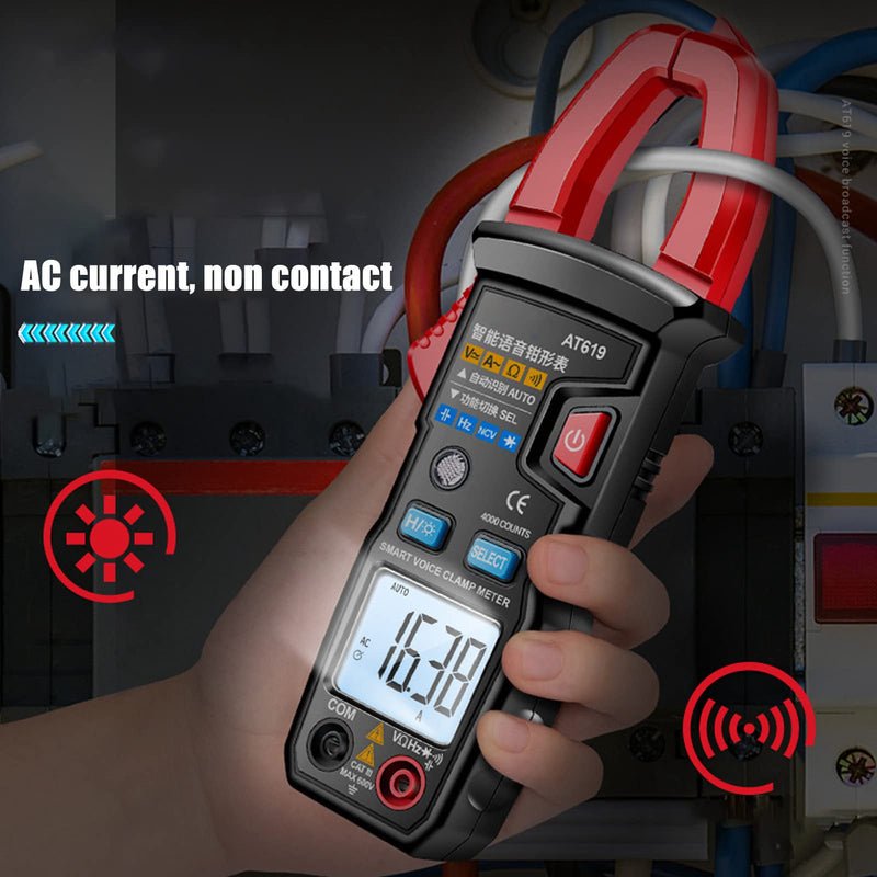[Australia - AusPower] - Digital Clamp Meter Automatic Intelligent Voice Announcement ABS Red Multi Tester for Circuit 
