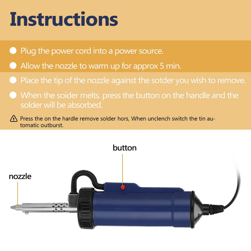 Weytoll Electric Desoldering Pump, Electric Vacuum Desoldering Iron, Suction Liquid Solder, 350 W Desoldering Pump with Heater, Palm, Electric Soldering Tin Sucker Va-cuum Soldering (Blue)