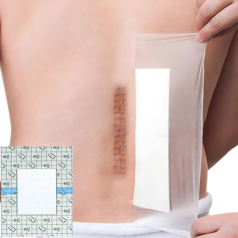 7 Pcs Waterproof Shower Cover 10"x12" with Non-Stick Center Pad for Large Port Surgery Incisions Protector Patch Transparent Film Clear Adhesive Wounds Dressing Bandage Shields 10x12 Inch (Pack of 7)