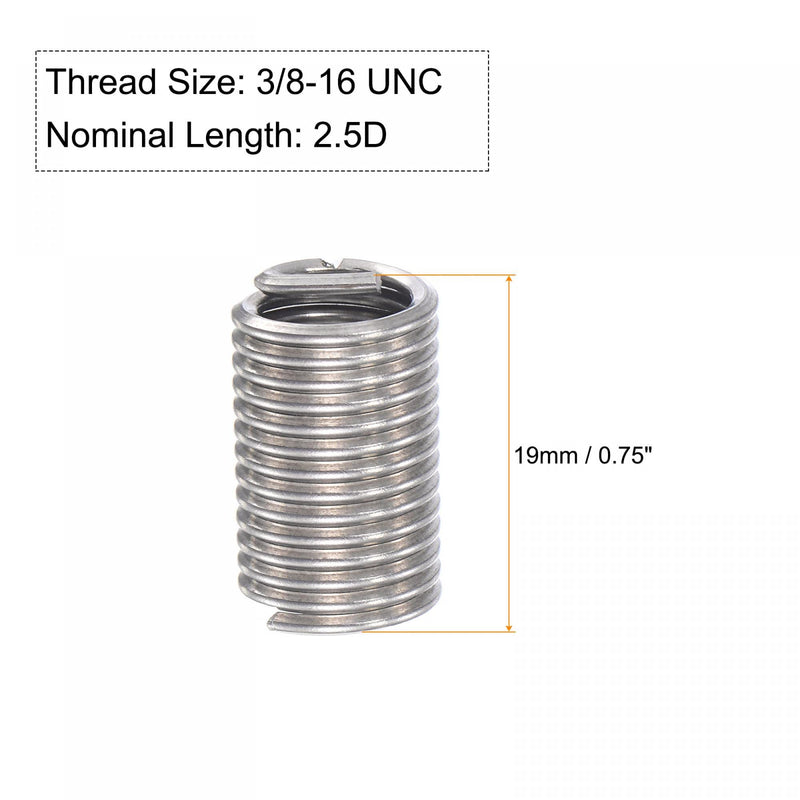 [Australia - AusPower] - uxcell Wire Thread Inserts 3/8-16 UNC 2.5D 304 Stainless Steel Helical Type Coiled Wire Screw Repair Threaded Sleeve Steel Sheath 10pcs 