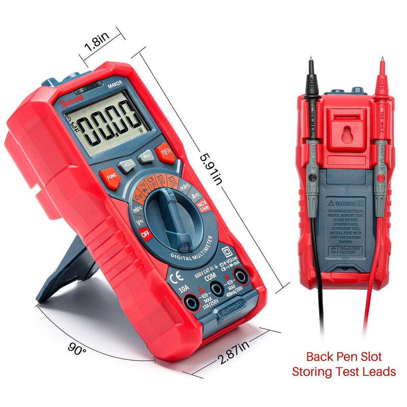 [Australia - AusPower] - AstroAI Digital Multimeter Battery Voltage Tester 1.5v/9v/12v Auto-Ranging 4000 Counts TRMS DMM/Ohmmeter/Voltmeter with Non-Contact Voltage Function(Classic/New Version) 