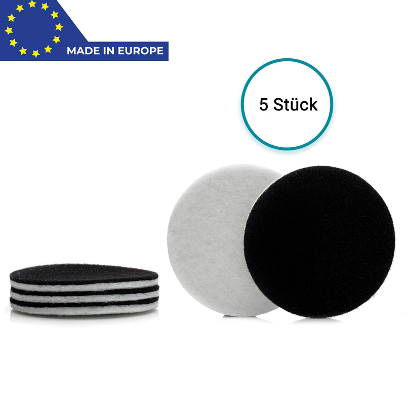 GLASS POLISH GP11007 Felt Polishing Pad Set for Polishing Glass, Plastic, Metal, Marble / Diameter 3 inch / Pack of 5 Pads | For glass polish with cerium oxide, scratch removal, plastic & headlight treatment, metal polish & clear coat finish 75 mm