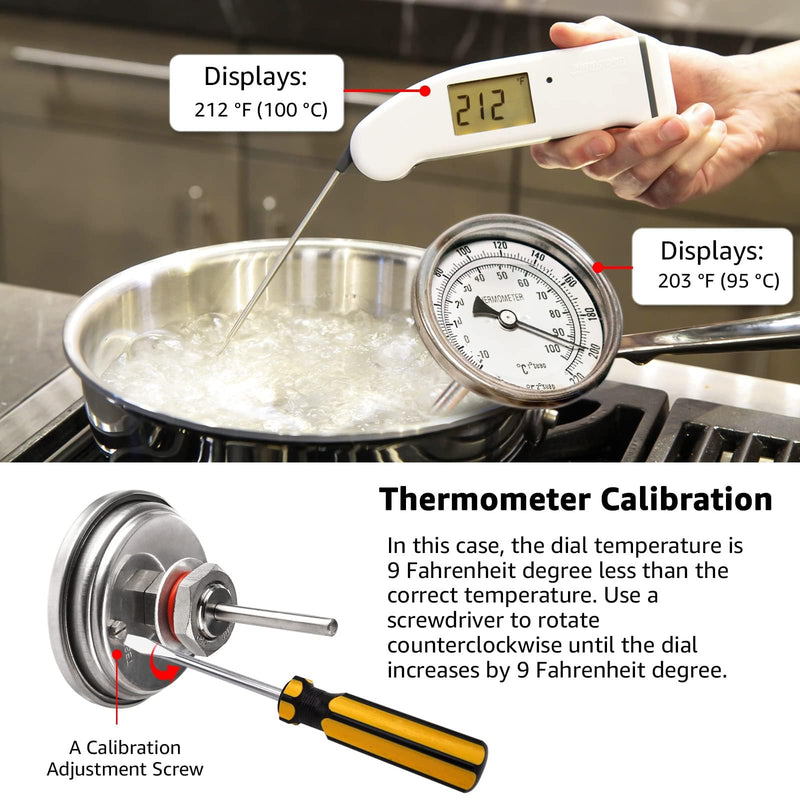 [Australia - AusPower] - Ferroday Stainless Steel Thermometer Dial Thermometer 1/2 NPT Homebrew Kettle Thermometer With Lock Nut & O-ring ( 0-220ºF, -10-100ºC) 