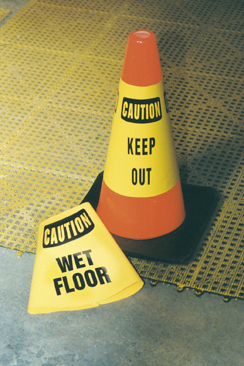 Accuform Signs FBC911P Vinyl Traffic Cone Cuff Sleeve, Legend "Caution DO NOT Enter", Black on Yellow (Pack of 6)