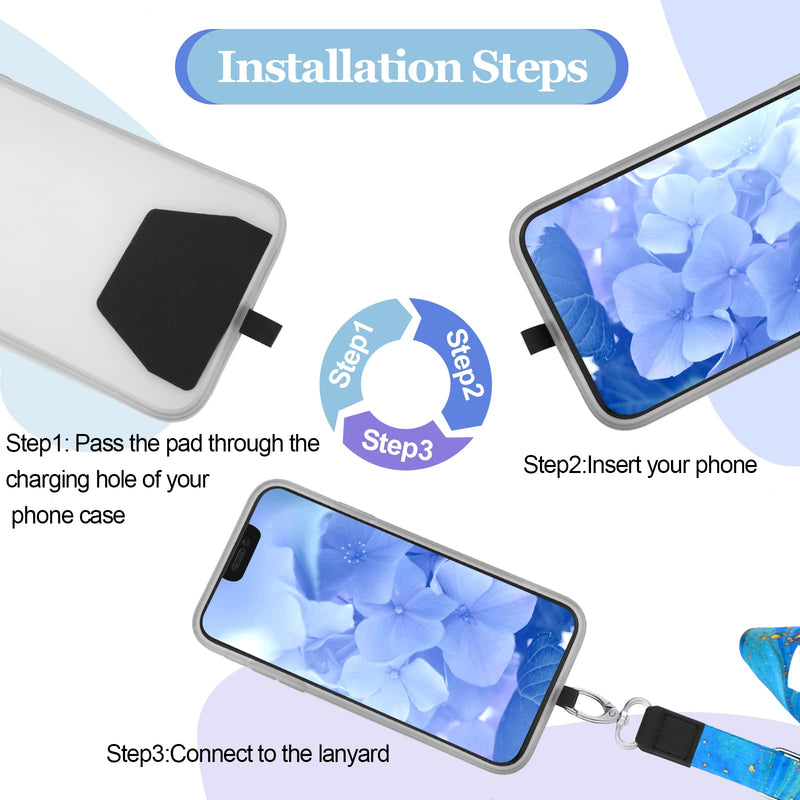 [Australia - AusPower] - Chinco 5 Pcs Cell Phone Lanyard Adjustable Universal Neck Straps with Phone Pads Phone Lanyard Crossbody for Phone Case Key ID Compatible with Iphone and Most Smartphones(Bright Color, Marble Pattern) Bright Color 