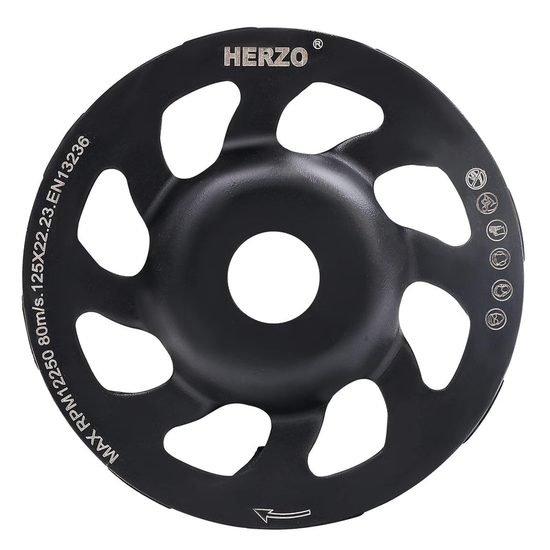 [Australia - AusPower] - HERZO Concrete Grinding Wheel 125 mm x 22.2 mm, Cup Wheel 125 Concrete, Diamond Cup Wheel for Concrete, Natural Stone, Tile Adhesive, Granite & Masonry HSO50E-125 