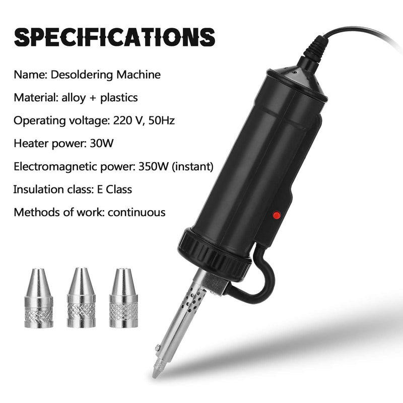 Solder Sucker, Automatic Desoldering Pump Vacuum, Portable Electric Solder Tin Sucker, Vacuum Soldering Remove Pump Desoldering Machine, AC110V 30W with 3 Soldering Suction Tips