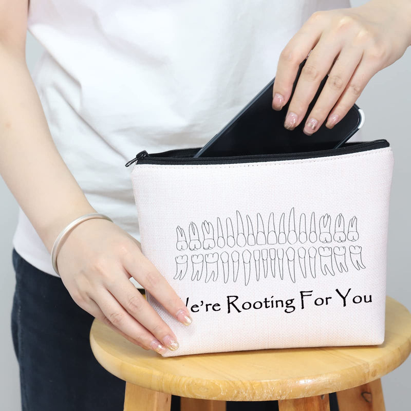 [Australia - AusPower] - MNIGIU Dentist Gift Bag Dentist Graduation Gift New Dentist Gift We’re Rooting for You Zipper Pouch Bag Dental Student Gift (Rooting For You) 