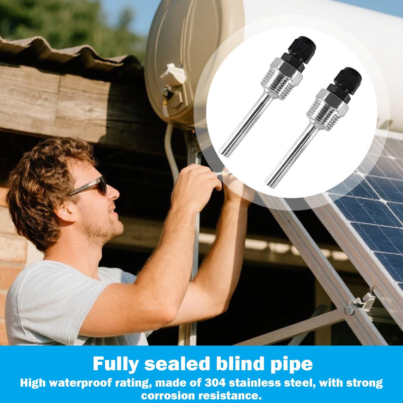 [Australia - AusPower] - 2 pieces 50 mm immersion sleeve, stainless steel immersion sleeve G 1/2 inch thread for temperature sensor, immersion sleeve 1/2 inch, immersion sleeve stainless steel, protective tube for temperature 