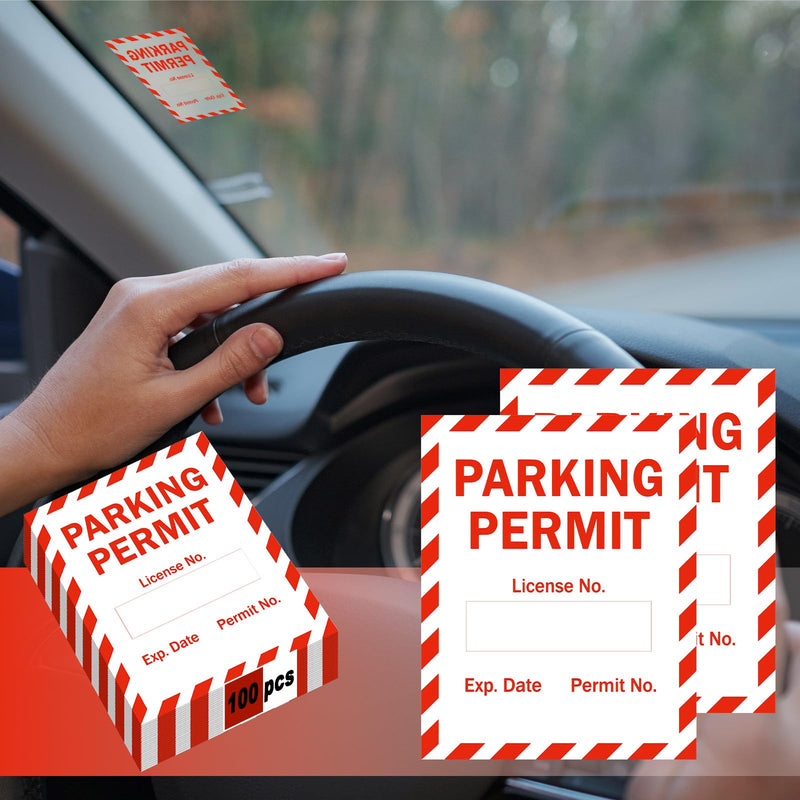 100 Pack Writable Static Cling Parking Decal Parking Car Permit Labels Stickers 2.5" x 2" Numbered 001-100 Clear Labels