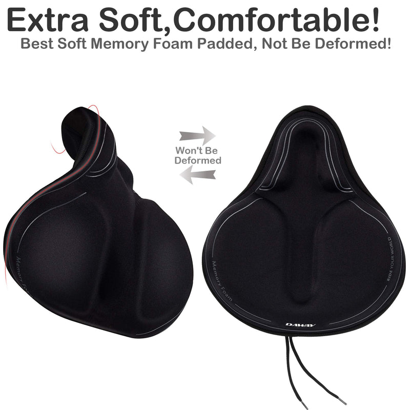 [Australia - AusPower] - DAWAY Comfortable Bike Seat Cover - C3 Soft Gel & Memory Foam Padded Bike Seat Cushion for Women Men Seniors, Comfort, Fits for Peloton, Stationary, Exercise, Mountain and Cruiser Bicycle Saddles C6M, Large 