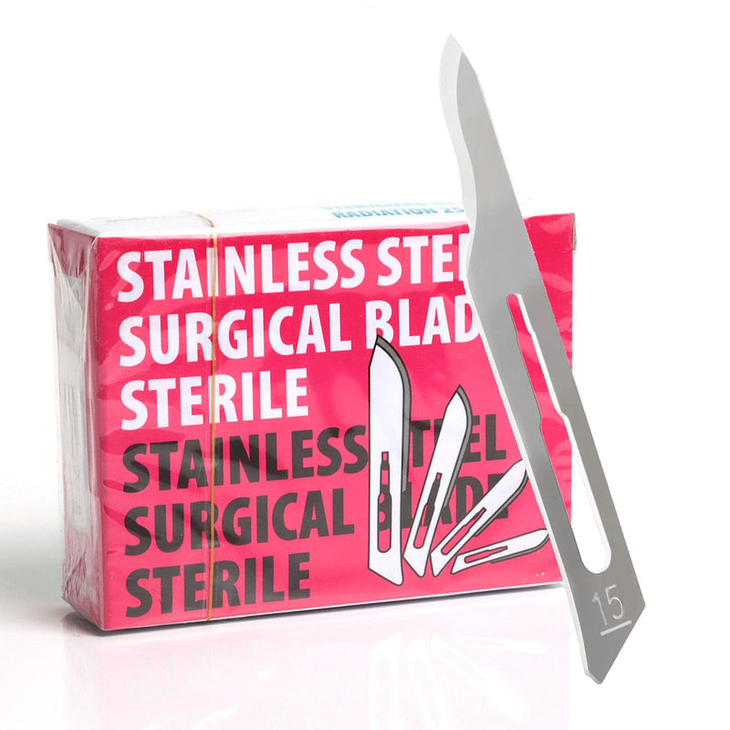 [Australia - AusPower] - Surgical Blades #15, Scalpel Blades, High Steel Sterile Surgical Blades, Individually Foil Wrapped Pack of 100, Size #15 