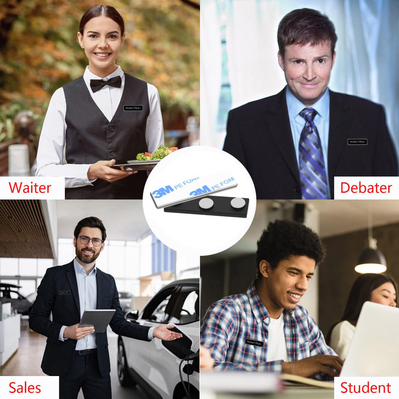 Badge Magnets - 72Pack, Name Tag Magnets (1.75 x 0.5 inches), Name Tag Magnet Backs w/ 3 Extra-Strong Neodymium for ID Badge Holders 72