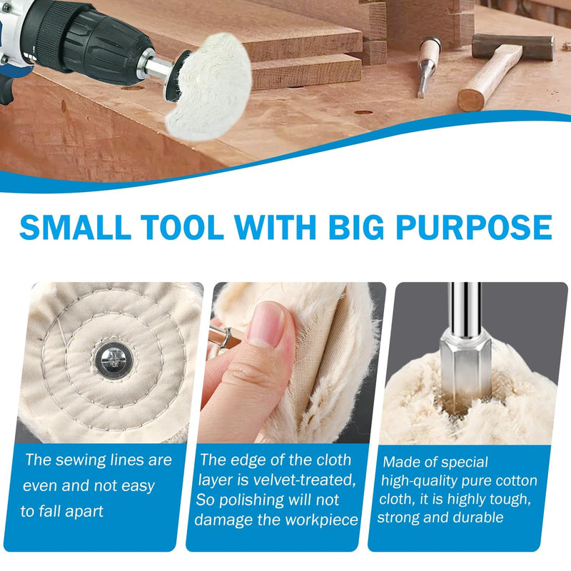 [Australia - AusPower] - 6PCS Drill Buffing Wheels with 3PCS Polish Compound, Wheel Polishing for Drill, Buffing Pad Polishing Wheel Tool Kits for Metal, Stainless Steel, Jewelry, Wood, Plastic, Ceramic, Glass and etc 