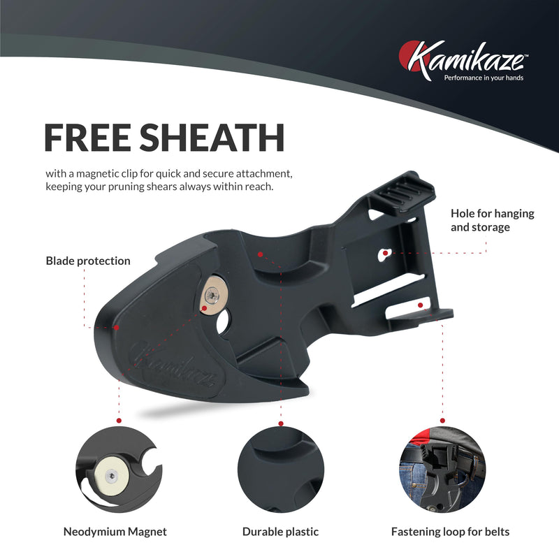 KAMIKAZE Heavy-Duty Professional Pruning Shears for Gardening, Ergonomic Comfort Handle, SK5 High-Carbon Steel Bypass Blade, Cuts Branches Up to 1 Inch, Garden Clippers for Tree and Shrub Trimming Medium Handle Bypass