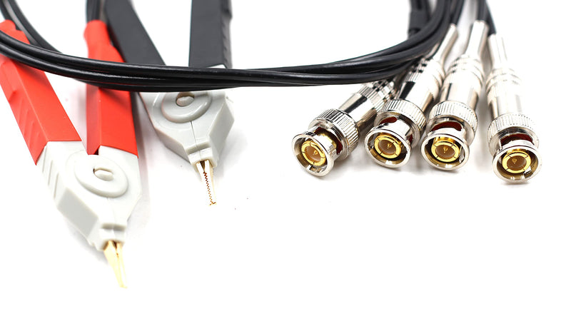 [Australia - AusPower] - Chiloskit Terminal Kelvin Clip Wires with 4 BNC LCR Meter Test Lead Cable Probe Set Standard Plug 