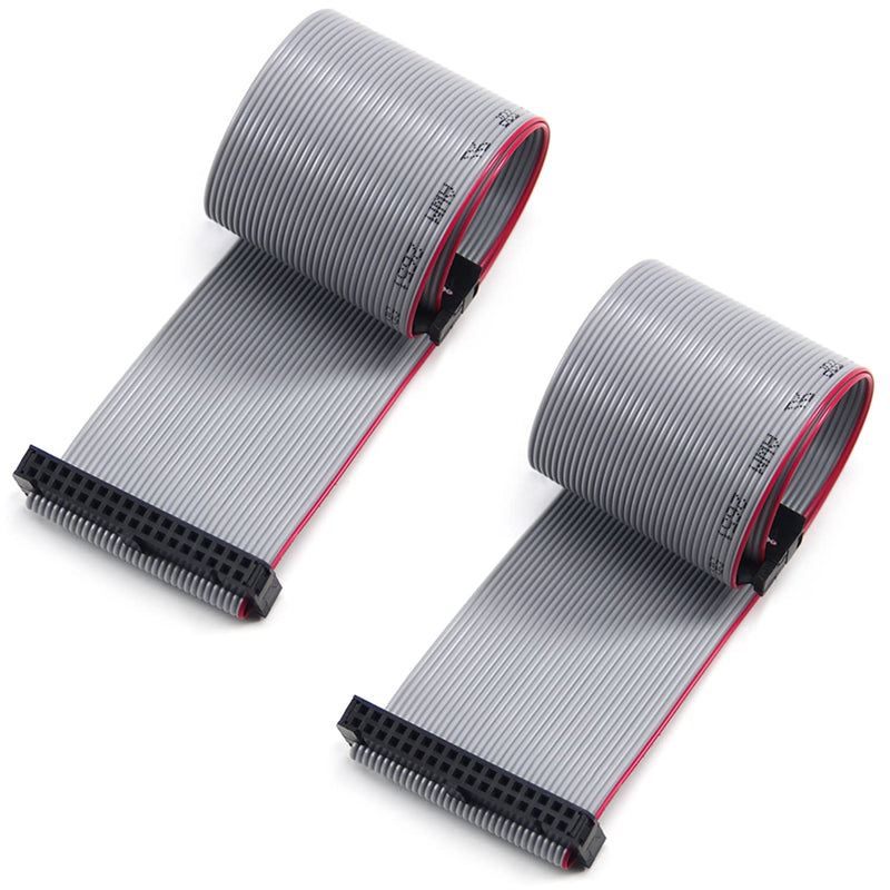 Fielect 2pcs IDC 34 Pin Connector Gray Wire Flat Ribbon Cable Connector Length 30cm 2.54mm Pitch