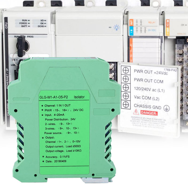 [Australia - AusPower] - GLG DC Signal Conditioner, DC Current Signal Isolator Transmitter, Low Power Consumption PLC Detect Signal Conditioner for Mechanical Equipment (One Input and one Output 4-20mA to 0-10V) One input and one output 4-20mA to 0-10V 