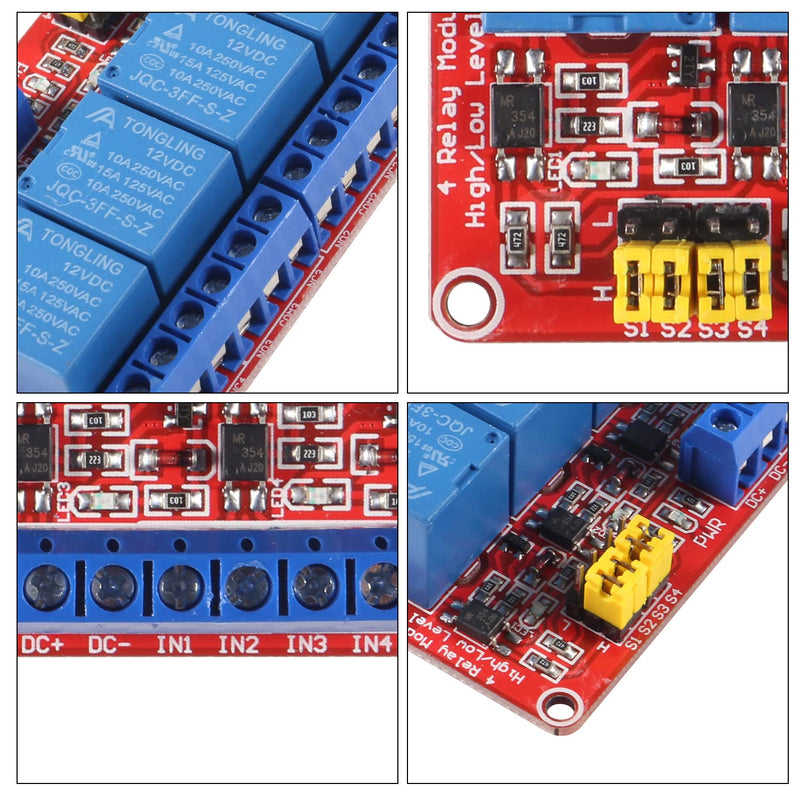 [Australia - AusPower] - 2pcs DC 12V Relay Module 4 Channel Relay Board Shield with Optocoupler Isolation Suport High/Low Level Trigger 