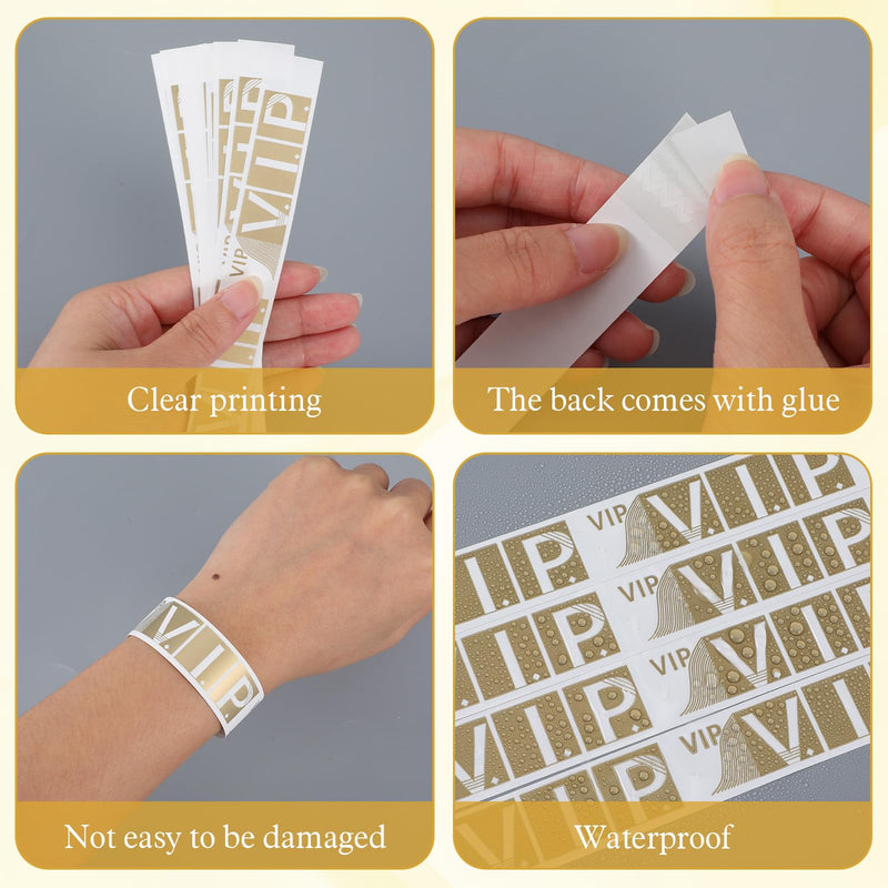 200 Pack VIP Wristbands for Events, Waterproof Paper Wrist Bands VIP Lanyards Lightweight Event Wristbands for Party Concert Club Amusement Park Festivals, 10 x 0.79 Inch