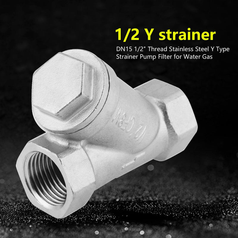 [Australia - AusPower] - Y Strainer, DN15 1/2 Inch PT Thread Stainless Steel Y Filter Strainer Pump Filter for Water Gas, 7 × 6 × 2.5 cm 