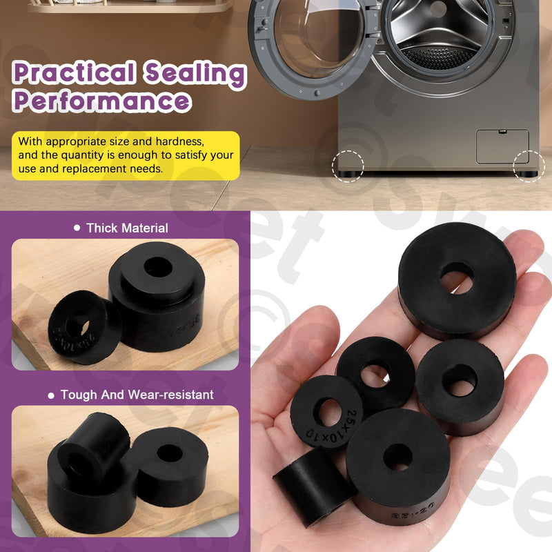 Swpeet 30Pcs 6 Sizes Round Spacer Assortment Kit, 10/12mm Anti Vibration Black Rubber Washers Kit, Neoprene Spacer Multi Purpose Thick Rubber Grommets for Home and Car Accessories Styles NO.3