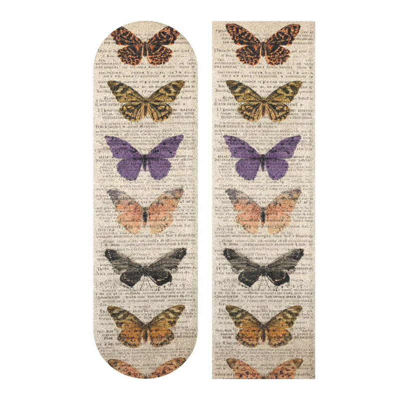 Skateboard Grip Tape Sheet 33.1 x 9.1 Inch Longboard Grip Tape Griptape Skateboard Scooter Sandpaper Griptape Beige Vintage Butterflies