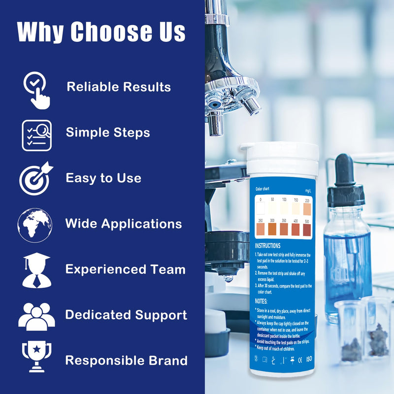 Peracetic Acid Test Strips, 60 Counts PAA Test Strips Testing 0-500 ppm Perocyacetic Acid for Lab Factory and More