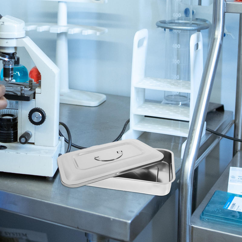 Yardenfun Stainless Steel Rectangular Storage Box with Lid, Heat-Resistant Medical Disinfectant Box, Durable Instrument Box for Sterile Storage without Robust Stainless Steel Box