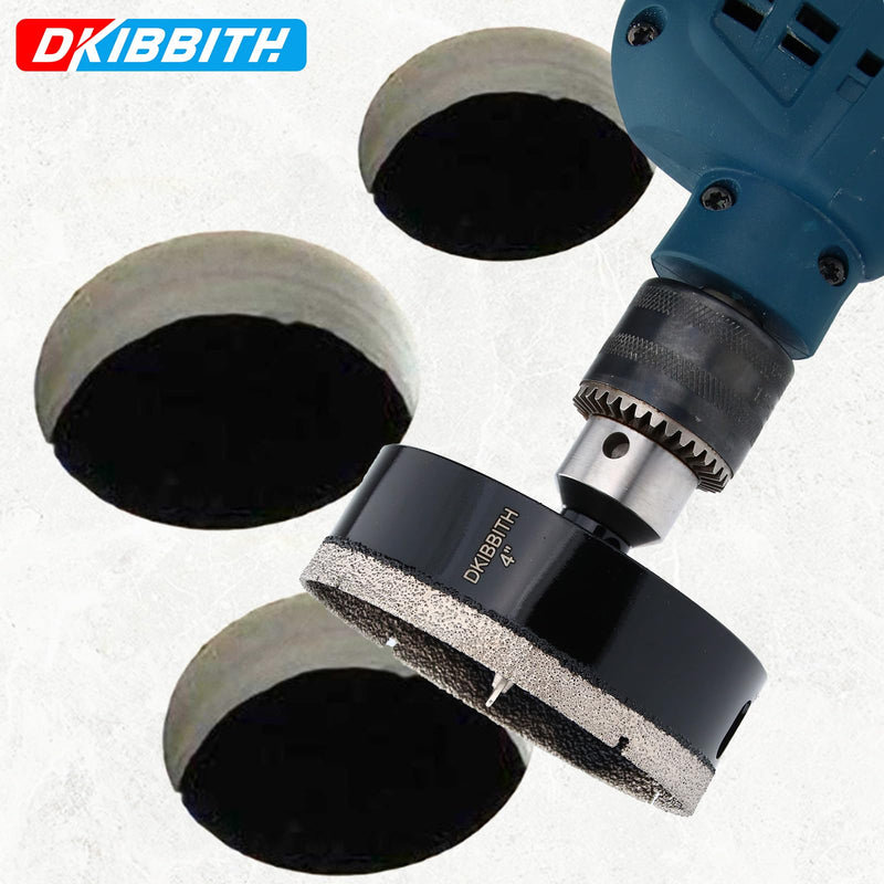 4" Diamond Hole-Saw Bits with Pilot Drill Bit 4 in Diamond Tipped Tile Hole Saws with Guiding Bit for Accurate Drilling, for Porcelain Tile Ceramic Pottery Granite Stone Glass Bottles 102mm (102mm)4"