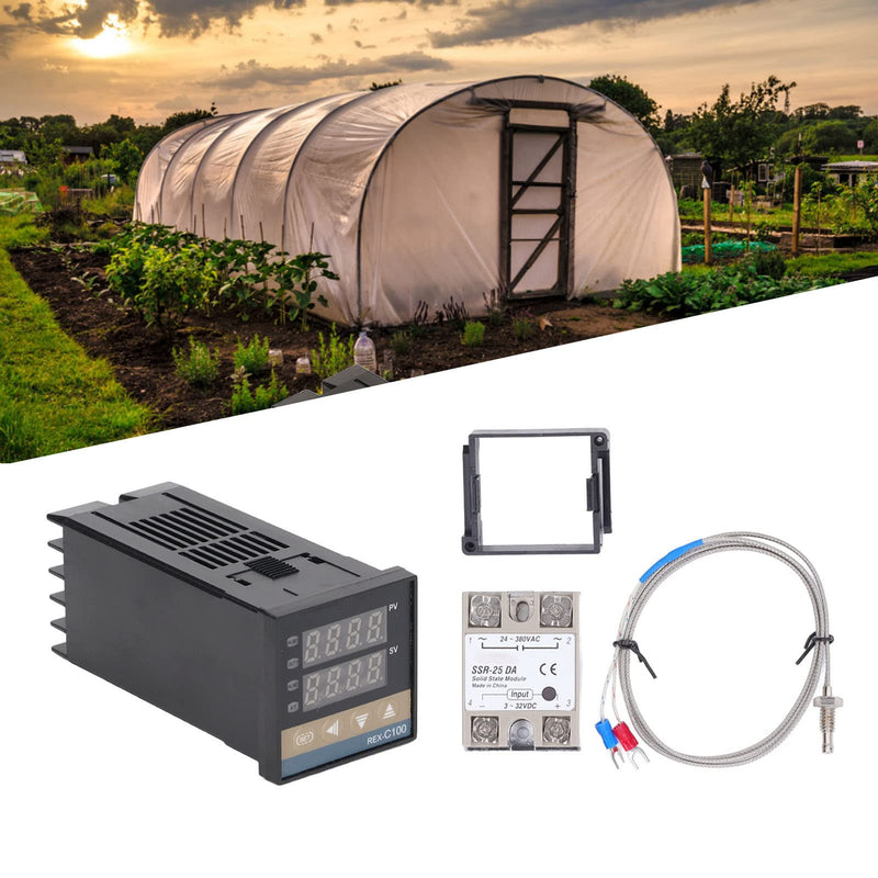 [Australia - AusPower] - Digital PID Temperature Controller Kit -AC100-240V and a SSR 40A Solid State Relay with K Thermocouple GD 0 to 400°C, Optimal Heat Management for Industrial & Agricultural Needs 