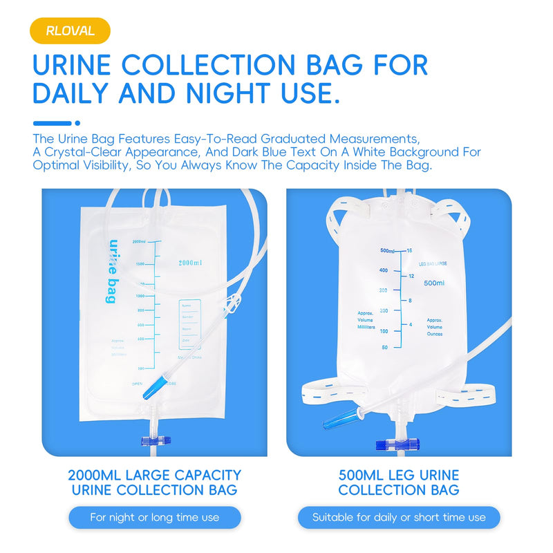 [Australia - AusPower] - External Catheter for Men, 10pcs Condom Catheters External self Sealing Tape Set, 1pcs XL Catheter Leg Bag (500ml), 1pcs Extra Large Catheter Urine Bag (2000ml) (1.38inch/35mm) 1.38inch/35mm 
