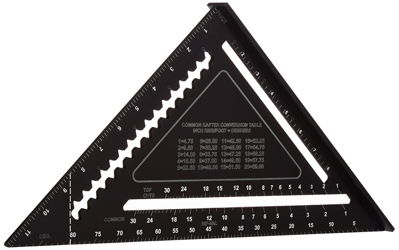 Johnson Level & Tool 1904-1200 Johnny Square Professional Easy-Read Aluminum Rafter Square, 12", Black, 1 Square 12" Johnny Square