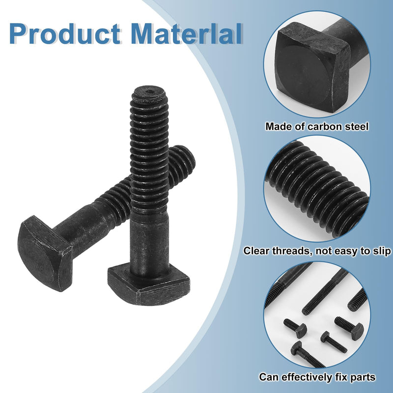 [Australia - AusPower] - uxcell 10Pcs Square Head Bolts, 5/16-18x1-1/2 Black Oxide Carbon Steel Square Machine Screws, T-Bolt for Machinery Railroad Electrical Connections 5/16-18 x 1-1/2" 10 