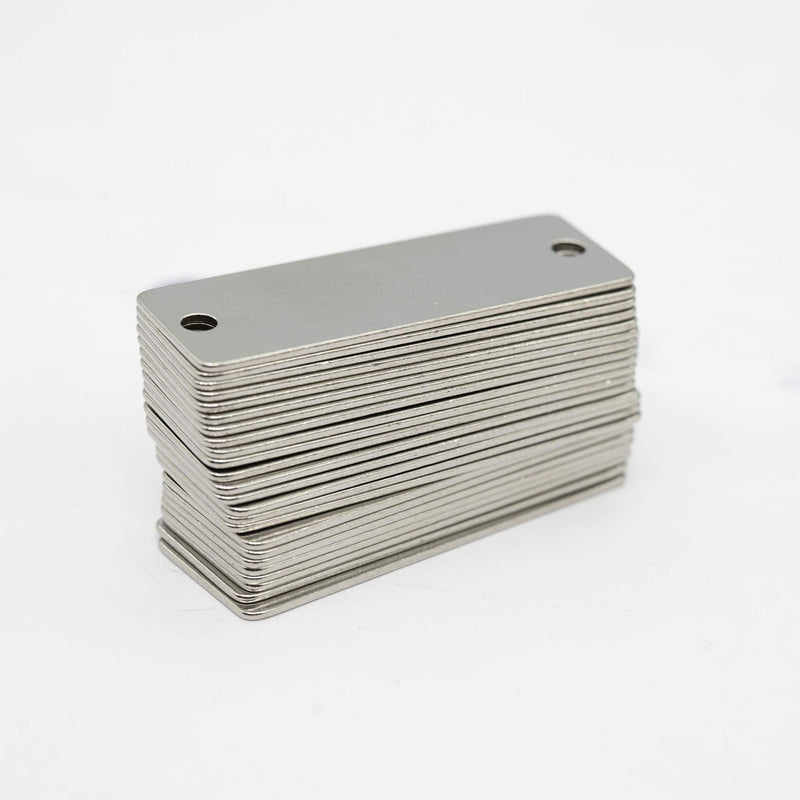 StayMax 100 Pack Stainless Steel Blank Tags Engraving Blanks Rectangle Stamping Blanks with Two Holes