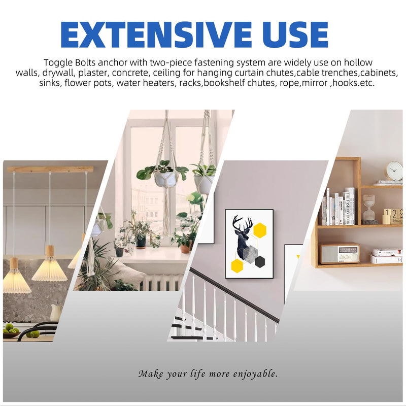 [Australia - AusPower] - Glarks 18pcs M4 M5 M6 O-Shaped Eye Bolt Toggle Anchors Set for Drywall, Toggle Bolts, Butterfly Anchors, Spring Toggle Wing Bolts for Ceiling, Sheetrock, Hollow Wall 
