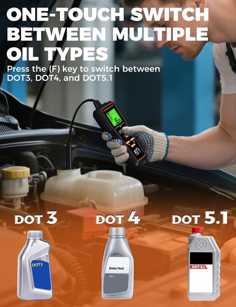 [Australia - AusPower] - FT01 Brake Fluid Tester with Flashlight,Built-in Calibration Resistor,Brake Fluid Moisture Tester with 8.5-Inch Corrosion Resistance Probe and Data Hold,for DOT3,DOT4,DOT5.1 