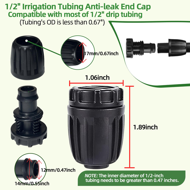 [Australia - AusPower] - 10 Pack 1/2 Inch Drip Irrigation Fittings End Caps for 1/2 Inch Drip Irrigation Tubing (0.52" ID x 0.60"-0.63" OD), Anti-Drop 1/2'' Drip Line Barbed Locked End Plugs Nuts Connectors 10PCS 1/2" Drip Irrigation Tubing End Caps 