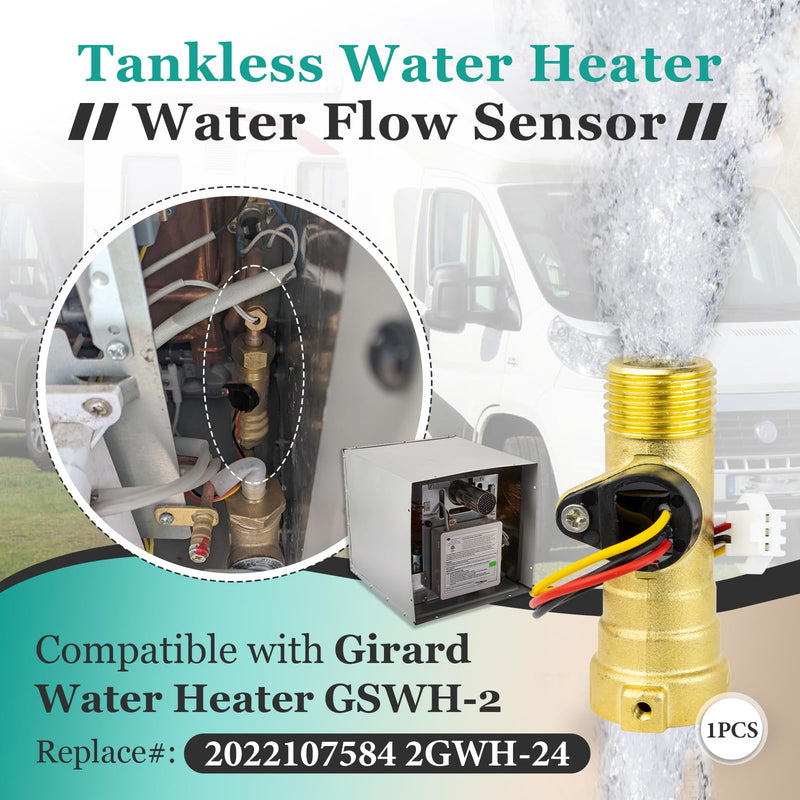 [Australia - AusPower] - Water Flow Sensor for Girard GSWH-2 Tankless Water Heater – Replacement Part #2022107584 (2GWH-24) 1-Pack Upgrade 