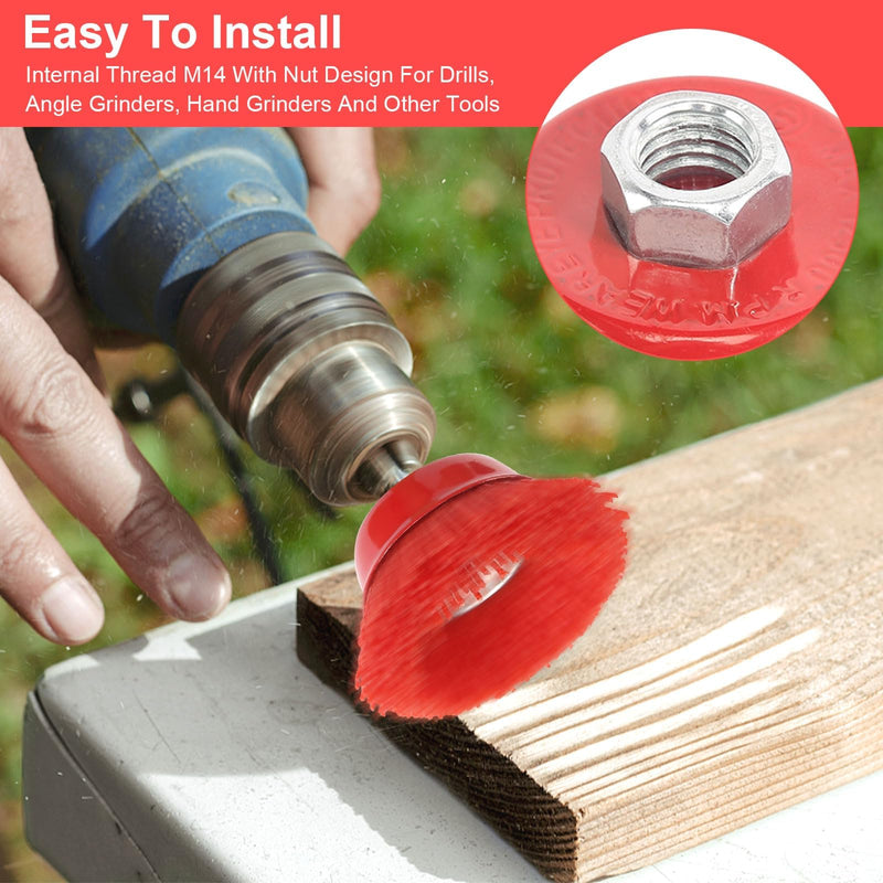 [Australia - AusPower] - Cup Brush Angle Grinder, Pack of 2 M14 Nylon Brush Drill, Diameter 75 mm Nylon Brush, Sanding Filament, Cup Brush, Nylon Brush for Deburring, Rust Removal, Paint Removal 