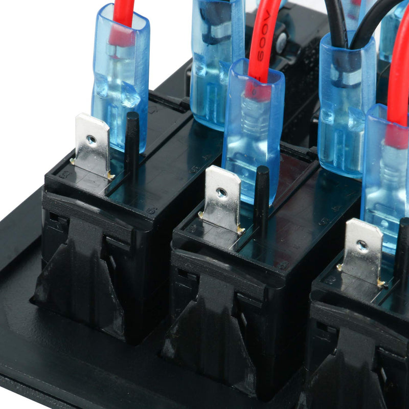 Amarine Made 3 Gang Pre Wired Rocker Switch Panel - Waterproof On/Off Toggle Rocker, 12V 24V with Fuse, Circuit Breaker with LED Indicator for RV, Cars, Marine, Boat