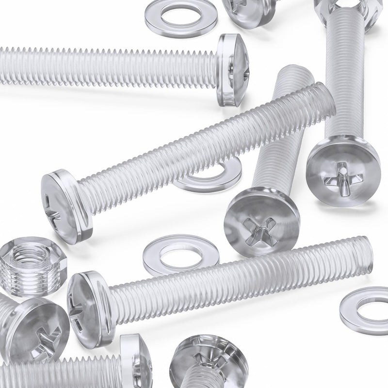 [Australia - AusPower] - 20 x Transparent Clear Plastic Acrylic M8 x 60mm Nuts & Bolts -Acrylic Plastic Screws, (15/64 x 2-23/64 in) 