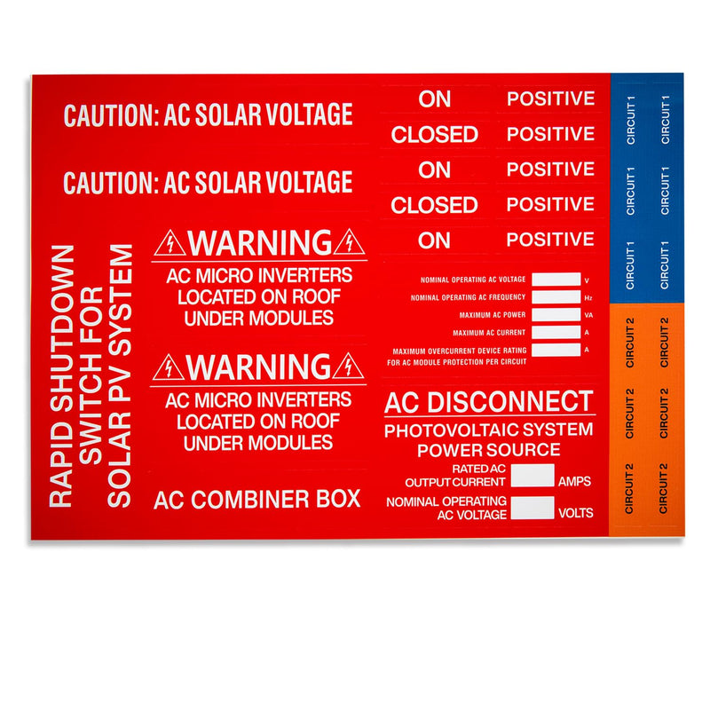 88 Pcs Photovoltaic Solar System Installer Micro Inverter Label Kit, UV Resistant Solar Stickers, Electrical Panel Safety Labels, Solar PV Warning Pack, Durable & Waterproof for Solar Installers