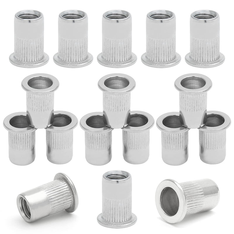 [Australia - AusPower] - 50PCS 5/16"-18 Stainless Steel Threaded Insert Rivet Nut, 5/16-18UNC Rivnuts Flat Head Rivets, Knurled Nutsert Screws Blind Nut 5/16"-18, 50 Pack 304 Stainless Steel 