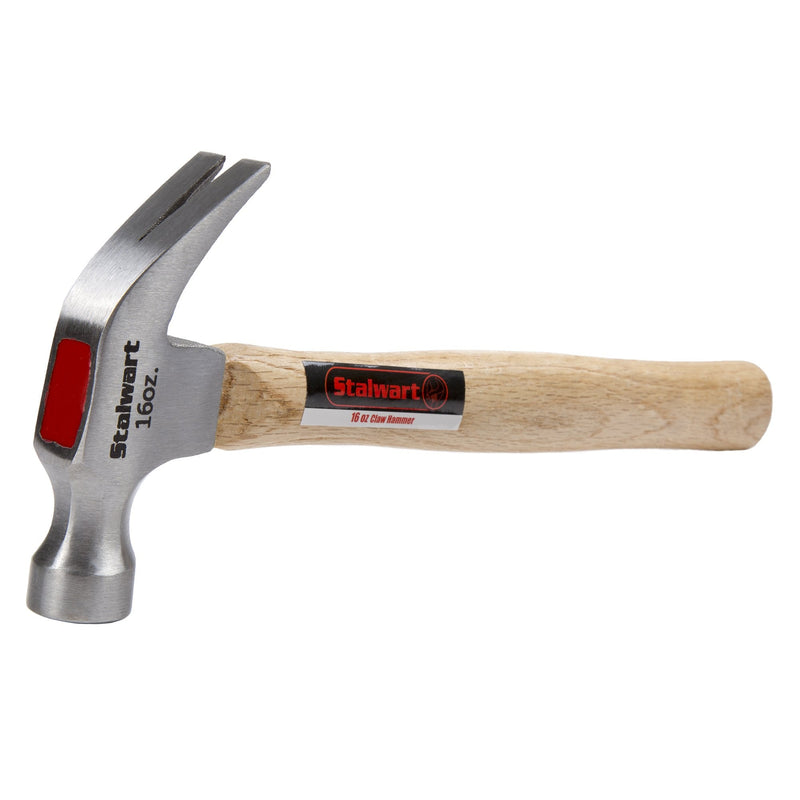 [Australia - AusPower] - 16-Ounce Claw Hammer - Basic Hand Tool for DIY and Woodworking with Natural Wood Anti-Vibration Handle and Drop-Forged Steel Head by Stalwart 