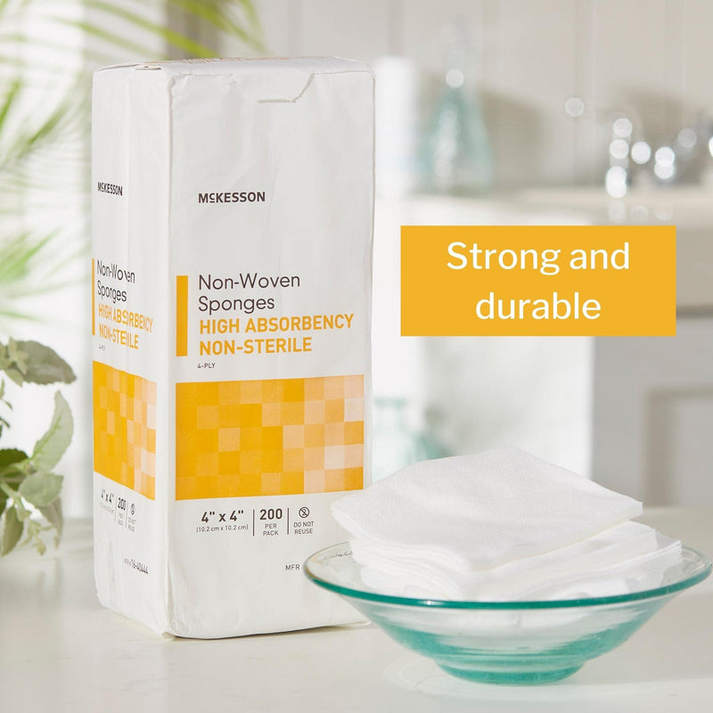 [Australia - AusPower] - McKesson Non-Woven Sponges, Non-Sterile, 4-Ply, High Absorbency, Polyester / Rayon, 4 in x 4 in, 200 per Pack, 1 Pack 200 Count (Pack of 1) 