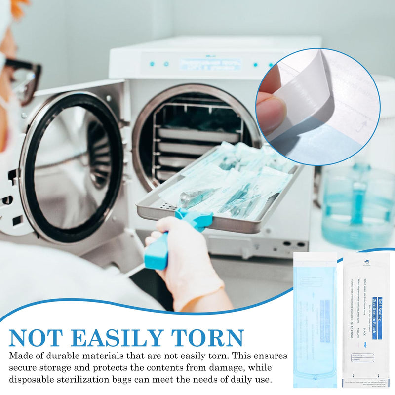 Pack of 200 self-sealing sterilisation bags: 90 mm x 260 mm disposable sterilisation bags, dentist sterilisation bags, sterilisation bags, self-sealing sterilisation bags