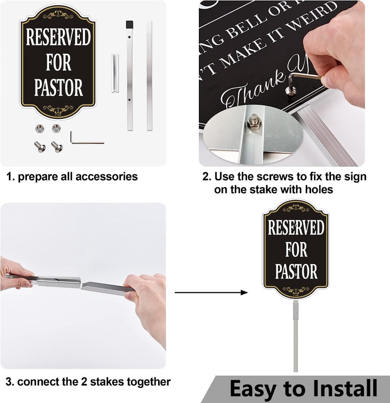 Reserved for Pastor Only Sign Church Parking 18" x 12" With 35" Long Metal Office Property Driveway Traffic Stake With Stand Aluminum Outdoor Use Yard Street House Home Business