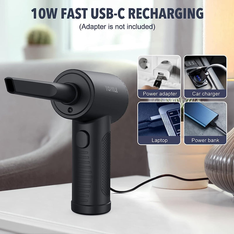 [Australia - AusPower] - Compressed air Duster - 120000RPM 3 Speeds Electric Air Duster, 7600mAh Battery Cordless Dust Blower for Keyboard Cleaner,Rechargeable Air Blower AIC Can for Office Computers 