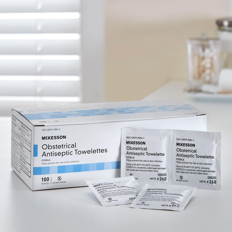 [Australia - AusPower] - McKesson Obstetrical Antiseptic Towelettes Wipes, Sterile, Individual Packet, Clean Scent, 100 Count, 1 Pack 1 Count (Pack of 100) 